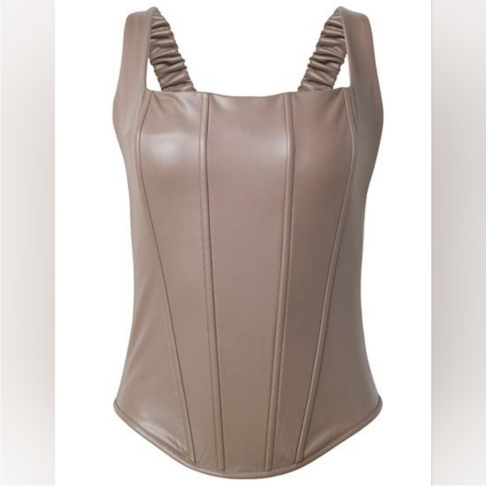 VENUS Brown Faux Leather Bustier - Picture 5 of 7
